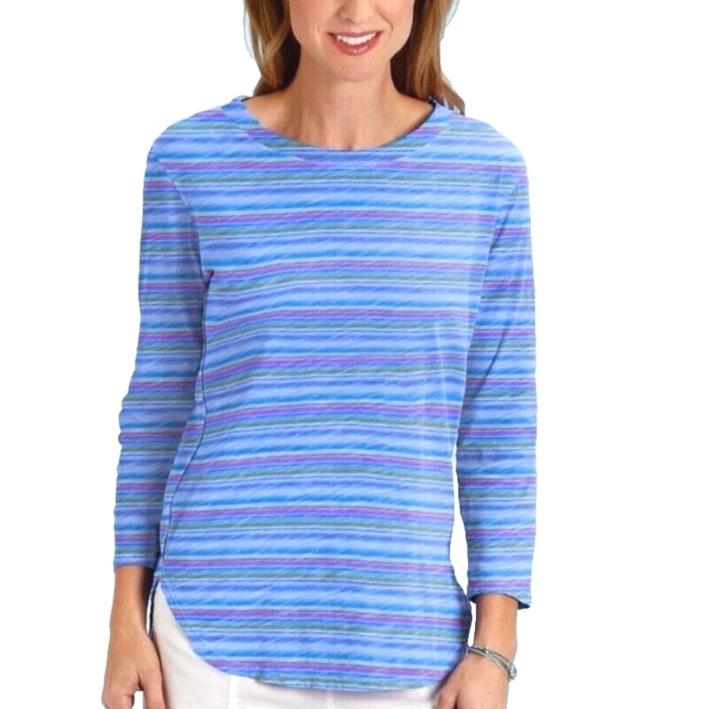 New tags Fresh Produce  Catalina Top Promenade Stripe Size Large Bayside Blue